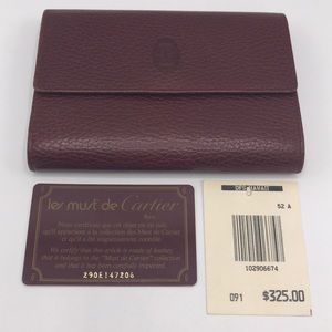 Cartier Burgundy Leather Wallet - les must de Cartier
